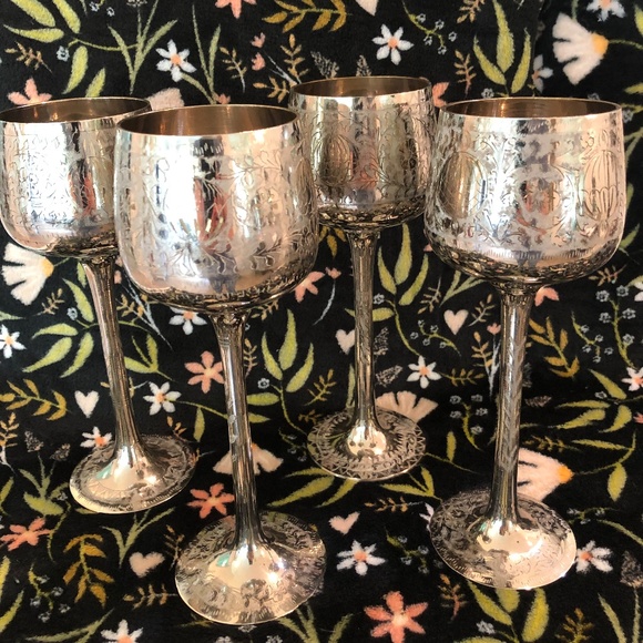 World Gift Z.Y. India Other - World Gift Z.Y India " Silver plated Set of four 8 inch chalices. etched design